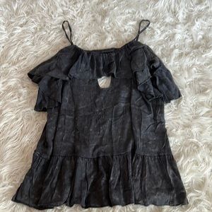 NWT, Chaser, Women’s Vented peplum ruffle cami in “vintage black”‎